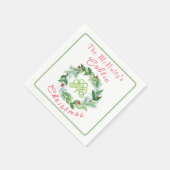 ウォーターカラー ケルト十字架クリスマスリース 名前入れ スタンダードカクテルナプキン (角)