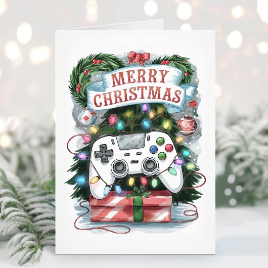 ウォーターカラー ゲーミング ゲーマー クリスマスカード