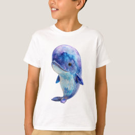 ウォーターカラー コズミックギャラクシー くじら 子供 Tシャツ