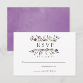 ウォーターカラー コットン ラベンダー カントリー ウェディング RSVP カード