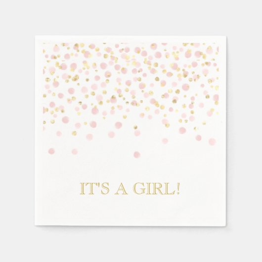 ウォーターカラー コンフェッティ ガール ピンク ゴールド エレガント スタンダードカクテルナプキン (正面)