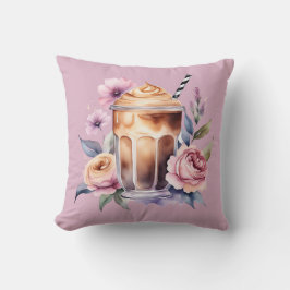 ウォーターカラー コーヒー 花 クッション