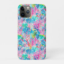ウォーターカラー コーラルリーフ トロピカル モダン iPhoneケース