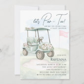 ウォーターカラー ゴルフコース Let's Par-Tee ベビーシャワー 招待状 (正面)