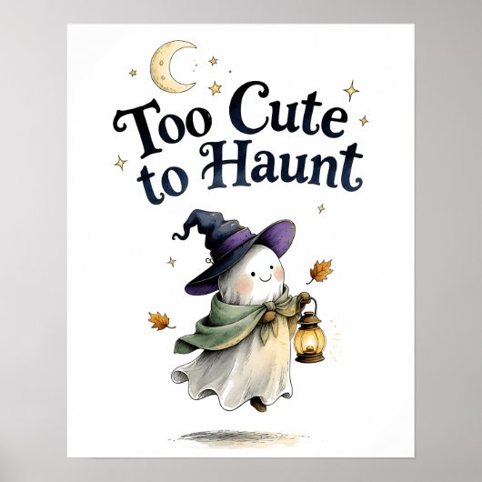 ウォーターカラー・ゴースト・ハロウィン とてもかわいいので脅かせない ポスター (正面)