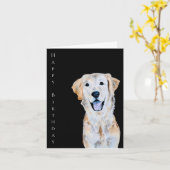 ウォーターカラー ゴールデンレトリバー 犬の誕生日 カード (黄色い花)