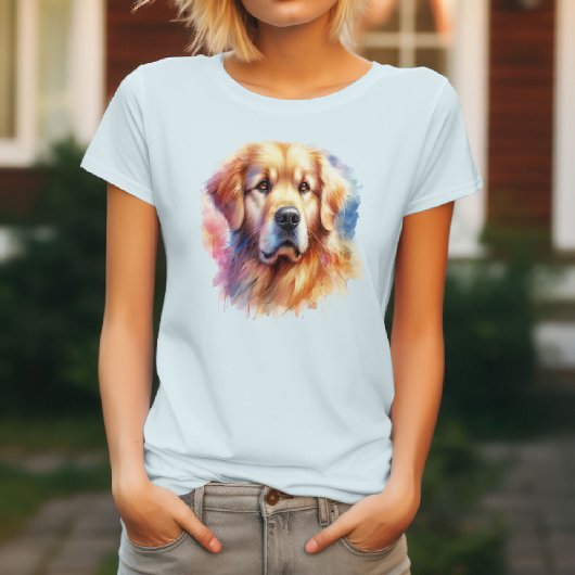 ウォーターカラー ゴールデンレトリバー 犬 Tシャツ