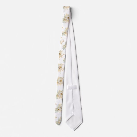 ウォーターカラー ゴールド フラワーリング ネクタイ (裏面)