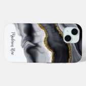 ウォーターカラー ゴールド ブラック 名入れ Case-Mate iPhoneケース (裏面 (横))