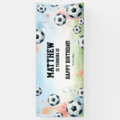 ウォーターカラー サッカー少年 誕生日パーティー 横断幕 (縦)