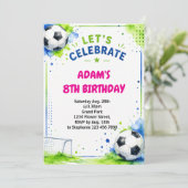 ウォーターカラー サッカー 誕生日招待状デザイン 招待状 (スタンド正面)