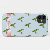 ウォーターカラー サボテン ストライプ - 名前入り Case-Mate iPhoneケース (裏面(横))