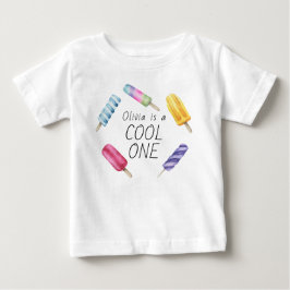 ウォーターカラー サマー ポップシクル アイスクリーム バースデー ベビーTシャツ
