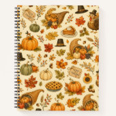 ウォーターカラー・サンクスギビング柄  ノートブック (正面)