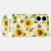 ウォーターカラー サンフラワーのモノグラム Case-Mate iPhoneケース (裏面 (横))