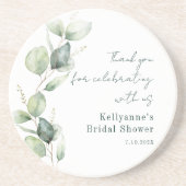 ウォーターカラー シック ユーカリ ブライダル シャワー スワッグ コースター (正面)