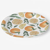 ウォーターカラー シトラス | ガーデン オレンジ ウェディング デザート ペーパープレート (アングル)