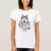 ウォーターカラー・シベリアンハスキー Tシャツ (正面)