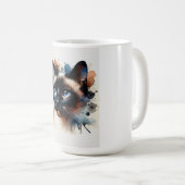 ウォーターカラー・シャム猫のカラフルな肖像 コーヒーマグカップ (正面右)