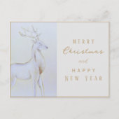 ウォーターカラー シルバー トナカイ クリスマス 新年 ポストカード (正面)