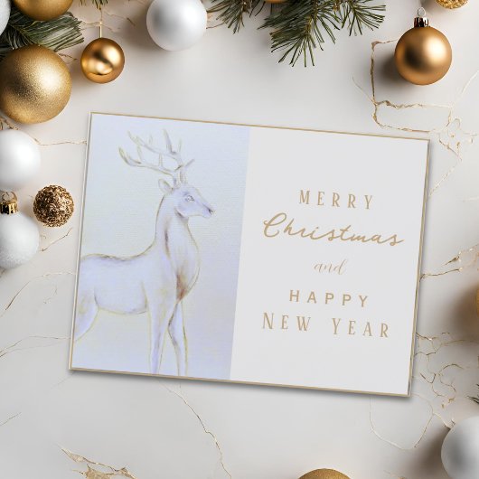 ウォーターカラー シルバー トナカイ クリスマス 新年 ポストカード