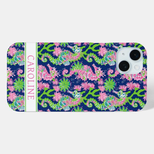 ウォーターカラー シーホース モノグラム Case-Mate iPhoneケース (裏面 (横))