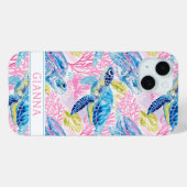 ウォーターカラー・シー・タートル・モノグラム Case-Mate iPhoneケース (裏面 (横))