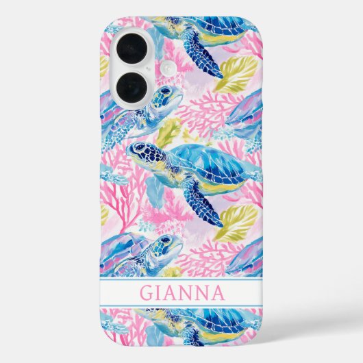 ウォーターカラー・シー・タートル・モノグラム Case-Mate iPhoneケース (裏面)