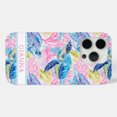 ウォーターカラー・シー・タートル・モノグラム Case-Mate iPhoneケース (裏面 (横))