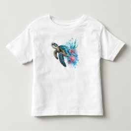 ウォーターカラー・シー・タートルPNG 海・海岸デザイン トドラーTシャツ