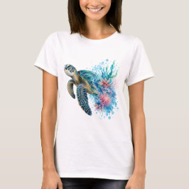 ウォーターカラー・シー・タートルPNG 海・海岸デザイン Tシャツ