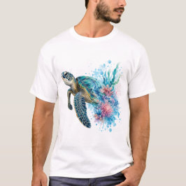 ウォーターカラー・シー・タートルPNG 海・海岸デザイン Tシャツ