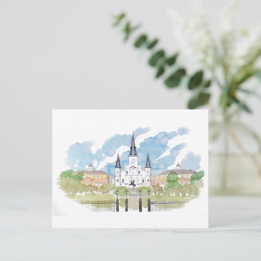 ウォーターカラー ジャクソン・スクエア ポストカード (スタンド正面)