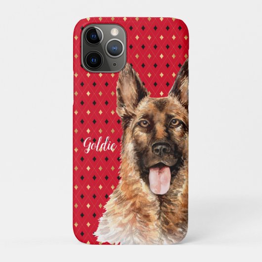 ウォーターカラー ジャーマンシェパード パーソナライズデザイン Case-Mate iPhoneケース (裏)