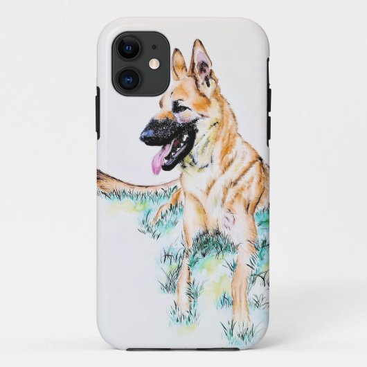ウォーターカラー ジャーマンシェパード マリノア Case-Mate iPhoneケース (裏面)