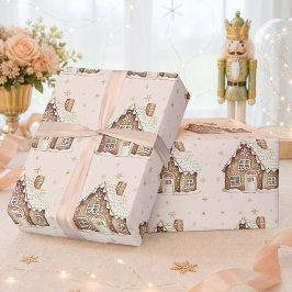 ウォーターカラー ジンジャーブレッドハウス クリスマス ホリデー ラッピングペーパー