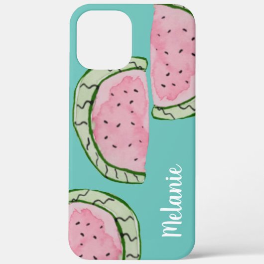 ウォーターカラー スイカ ピンク ティール モノグラム Case-Mate iPhoneケース (裏面)