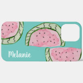 ウォーターカラー スイカ ピンク ティール モノグラム Case-Mate iPhoneケース (裏面 / 右)