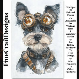 ウォーターカラー スチームパンク シナウザー 犬 CC8 デコパージュ 薄葉紙