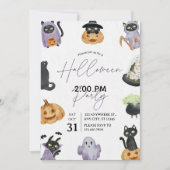 ウォーターカラー スプーキー&スイート ハロウィンパーティー 招待状 (正面)