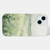 ウォーターカラー セージグリーン メドウ ランドスケープ iPhone 15 Case-Mate iPhoneケース (裏面 (横))