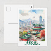ウォーターカラー ソウル 韓国 旅行 アート ポストカード (正面/裏面)