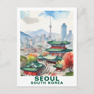 ウォーターカラー ソウル 韓国 旅行 アート ポストカード