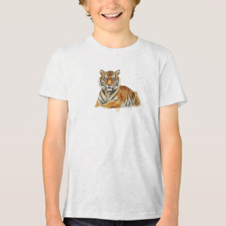 ウォーターカラー タイガー イラスト – 雄大な野生動物 トライブレンドTシャツ