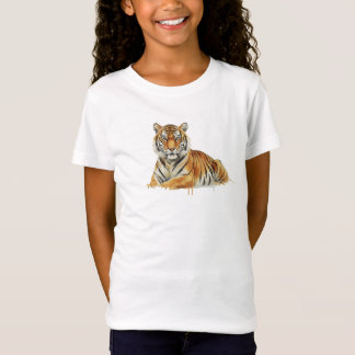 ウォーターカラー・タイガー・イラスト – 雄大な野生動物 Tシャツ