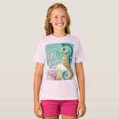 ウォーターカラー タツノオトシゴ 海 誕生日パーティー Tシャツ (正面フル)