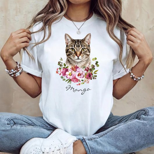 ウォーターカラー タビーキャット Tシャツ