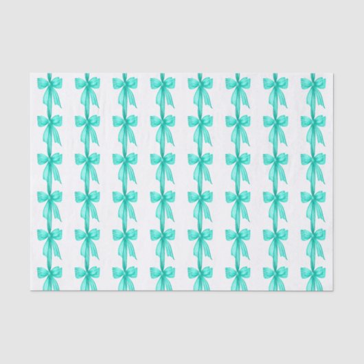 ウォーターカラー ターコイズ コケット リボン 薄葉紙 (正面)