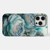 ウォーターカラー ターコイズ ローズ iPhoneケース (裏面横)