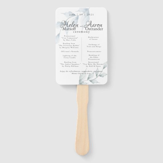 ウォーターカラー ダスティーブルー ダスティーセイジ ヘレン ハンドファン (正面)